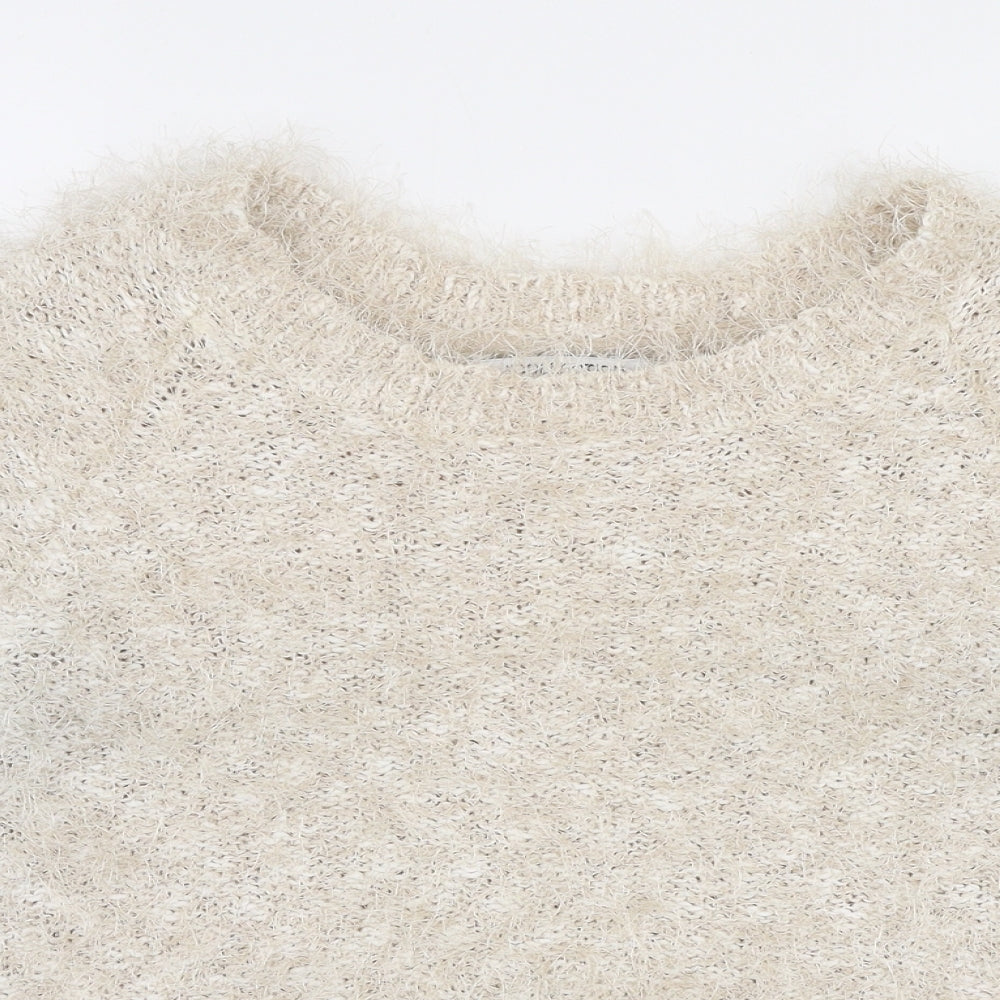 Debenhams Womens Beige Round Neck  Polyester Pullover Jumper Size 12