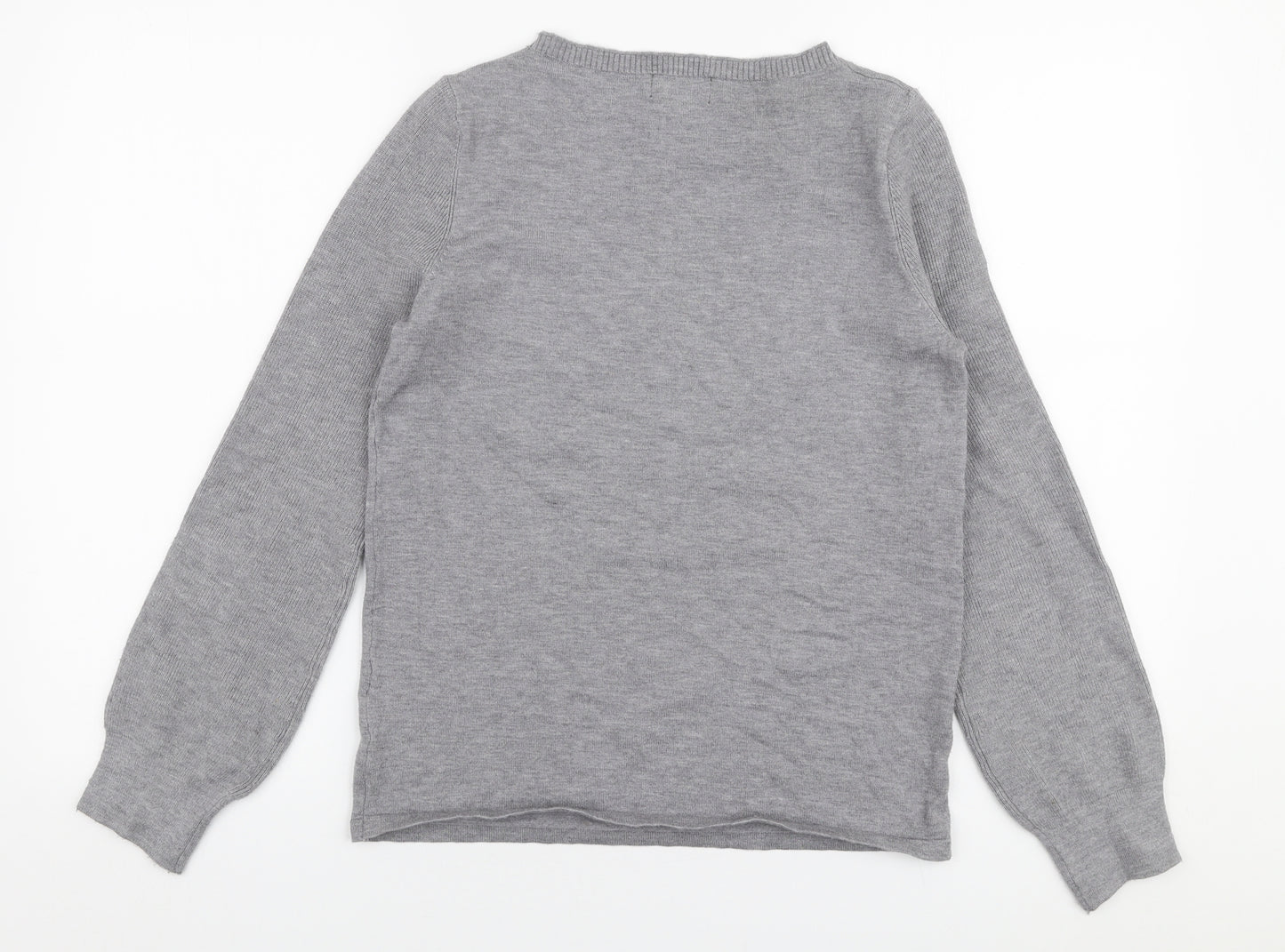 Klass Womens Grey Round Neck  Viscose Pullover Jumper Size S