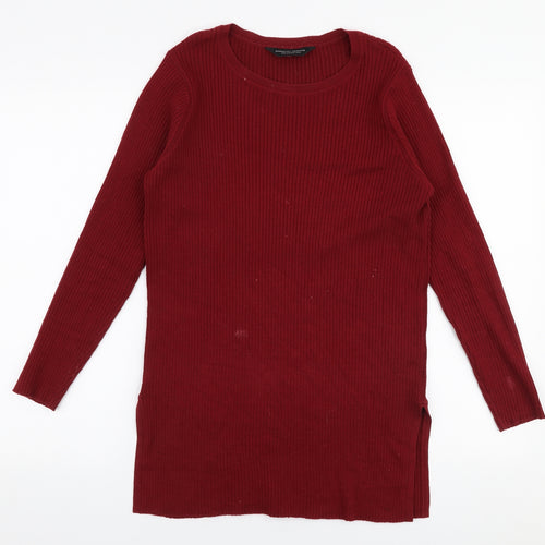 Dorothy Perkins Womens Red Round Neck  Cotton Pullover Jumper Size 12