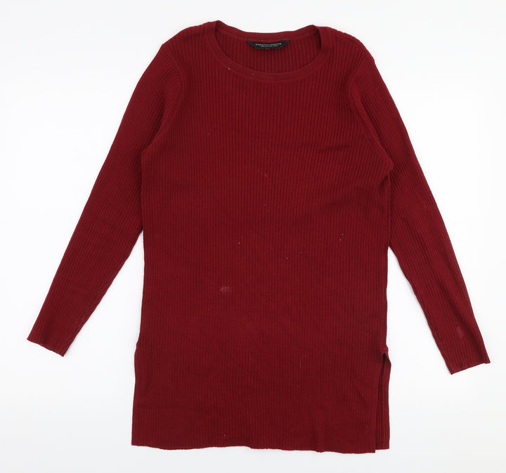 Dorothy Perkins Womens Red Round Neck  Cotton Pullover Jumper Size 12