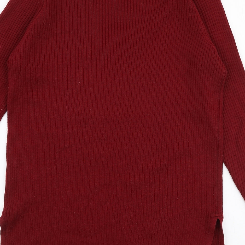 Dorothy Perkins Womens Red Round Neck  Cotton Pullover Jumper Size 12