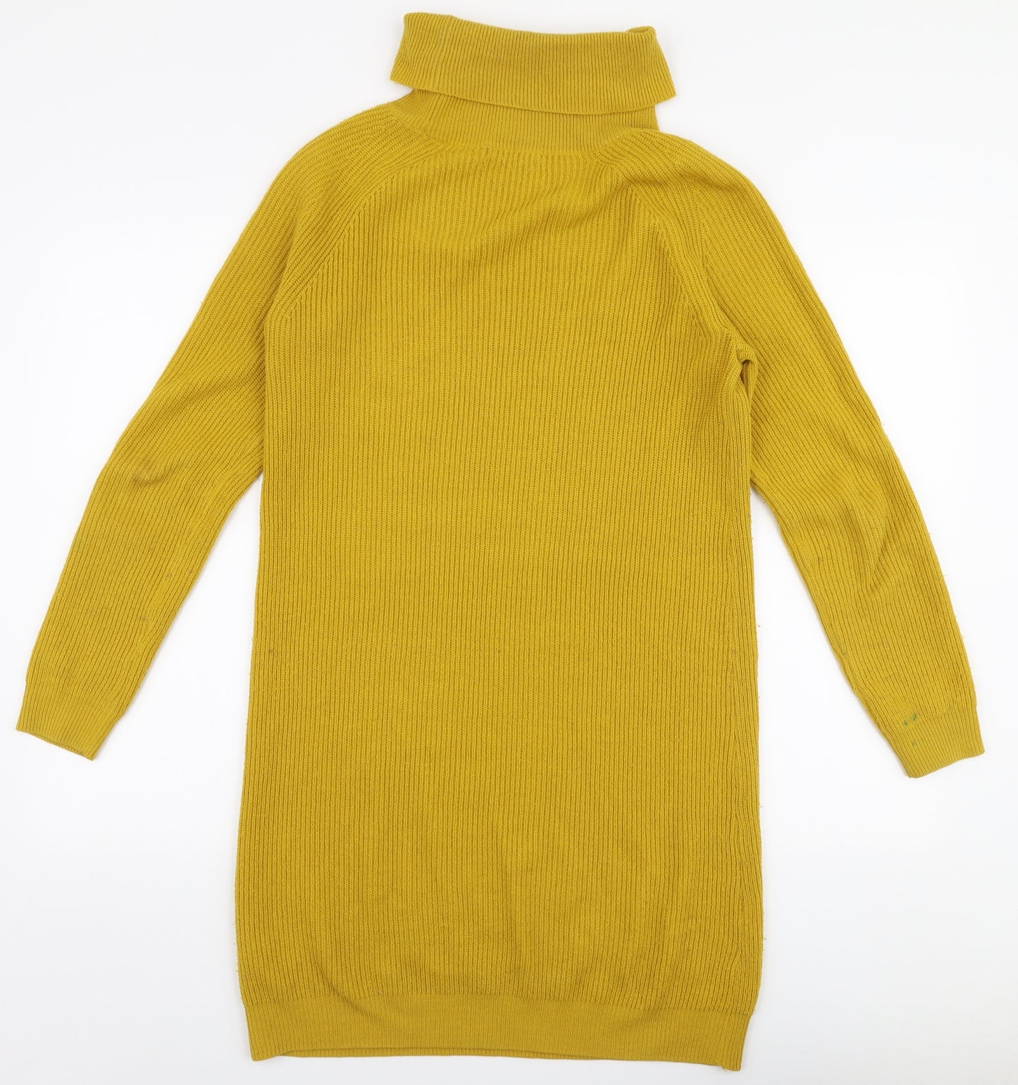 TU Womens Yellow  Acrylic Jumper Dress  Size 10  Roll Neck Pullover