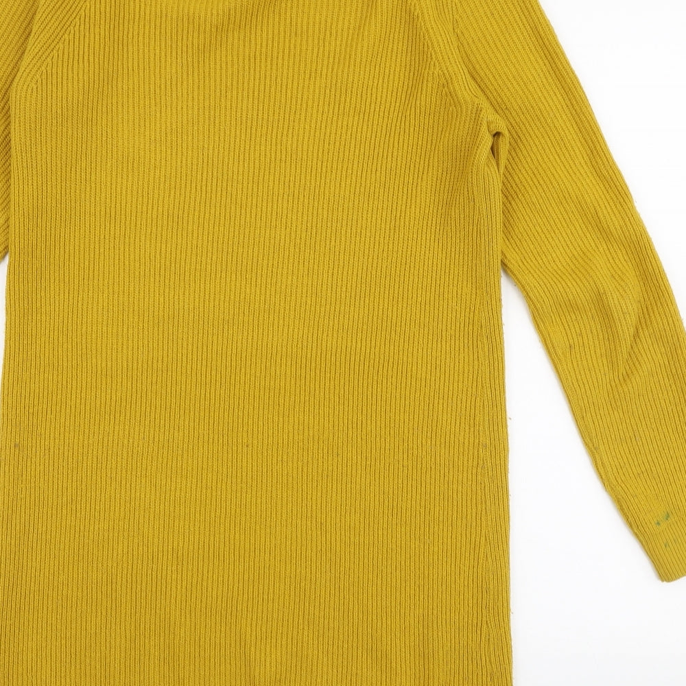 TU Womens Yellow  Acrylic Jumper Dress  Size 10  Roll Neck Pullover