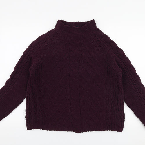 Marks and Spencer Womens Purple High Neck  Polyester Pullover Jumper Size M
