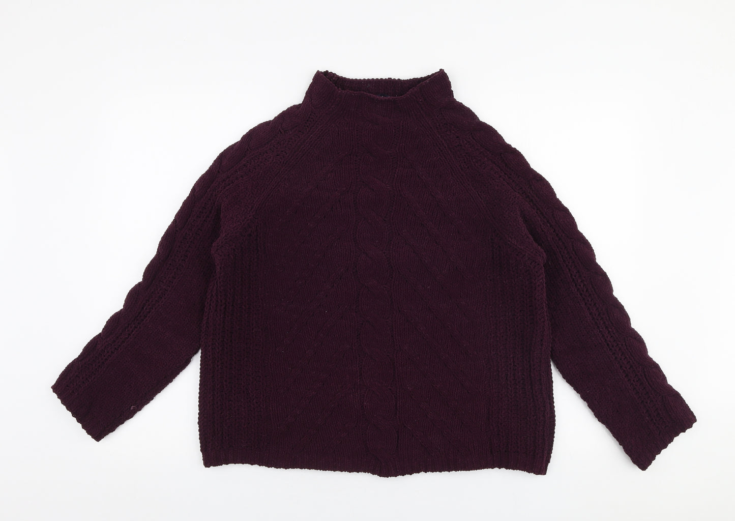 Marks and Spencer Womens Purple High Neck  Polyester Pullover Jumper Size M