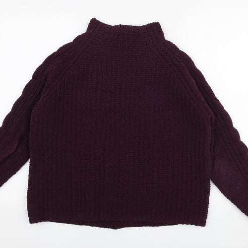 Marks and Spencer Womens Purple High Neck  Polyester Pullover Jumper Size M