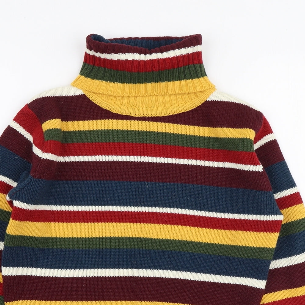 H&M Womens Multicoloured Roll Neck Striped Acrylic Pullover Jumper Size 10
