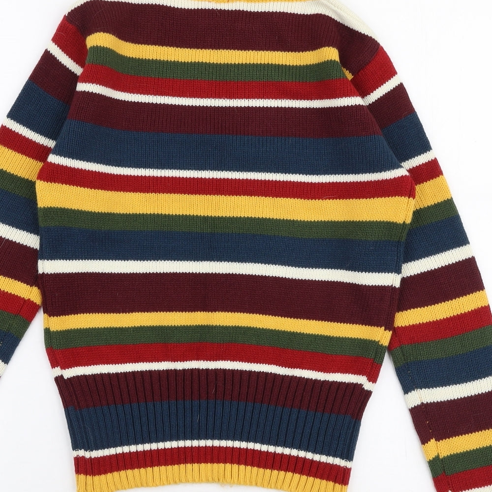 H&M Womens Multicoloured Roll Neck Striped Acrylic Pullover Jumper Size 10