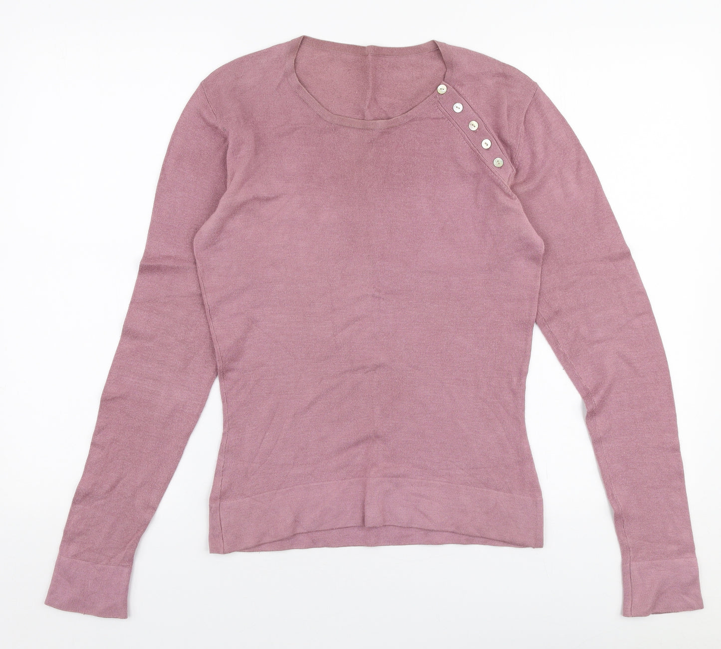 Preworn Womens Pink Round Neck  Polyester Pullover Jumper Size S