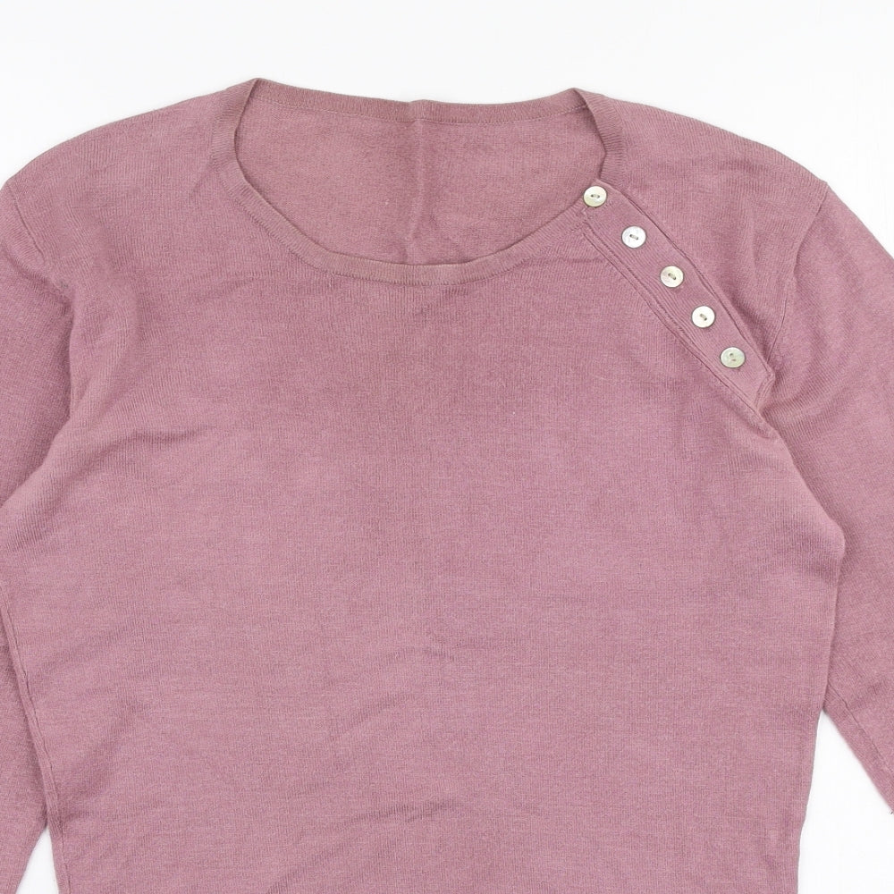 Preworn Womens Pink Round Neck  Polyester Pullover Jumper Size S