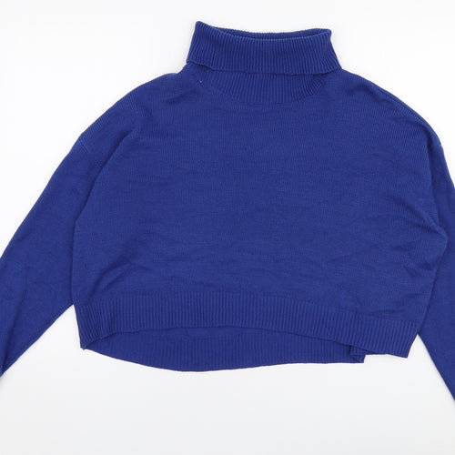 H&M Womens Blue Roll Neck  Acrylic Pullover Jumper Size M