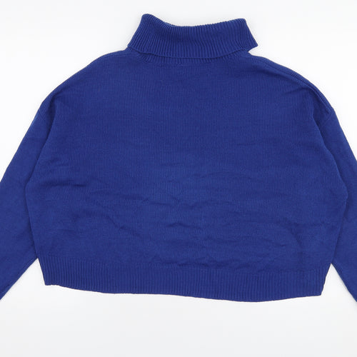 H&M Womens Blue Roll Neck  Acrylic Pullover Jumper Size M