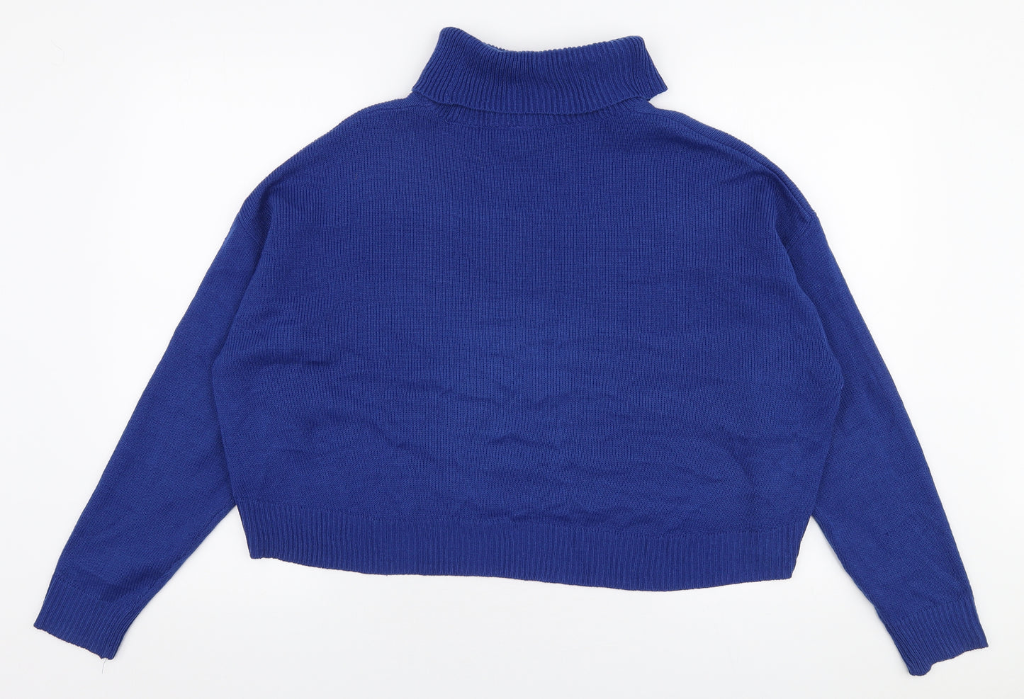 H&M Womens Blue Roll Neck  Acrylic Pullover Jumper Size M