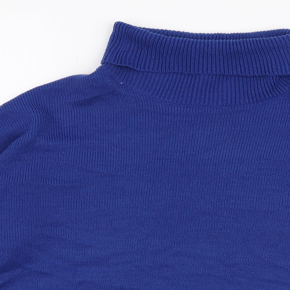 H&M Womens Blue Roll Neck  Acrylic Pullover Jumper Size M