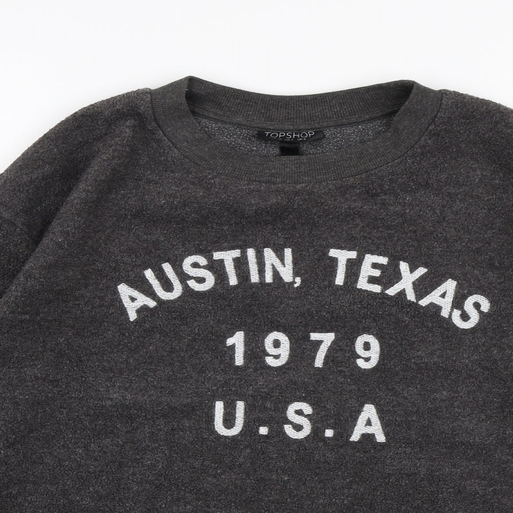Topshop Womens Grey  Polyester Pullover Sweatshirt Size 6  Pullover - Texas