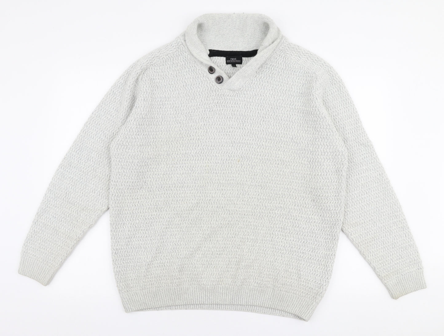 NEXT Mens Grey Collared  Acrylic Pullover Jumper Size 2XL