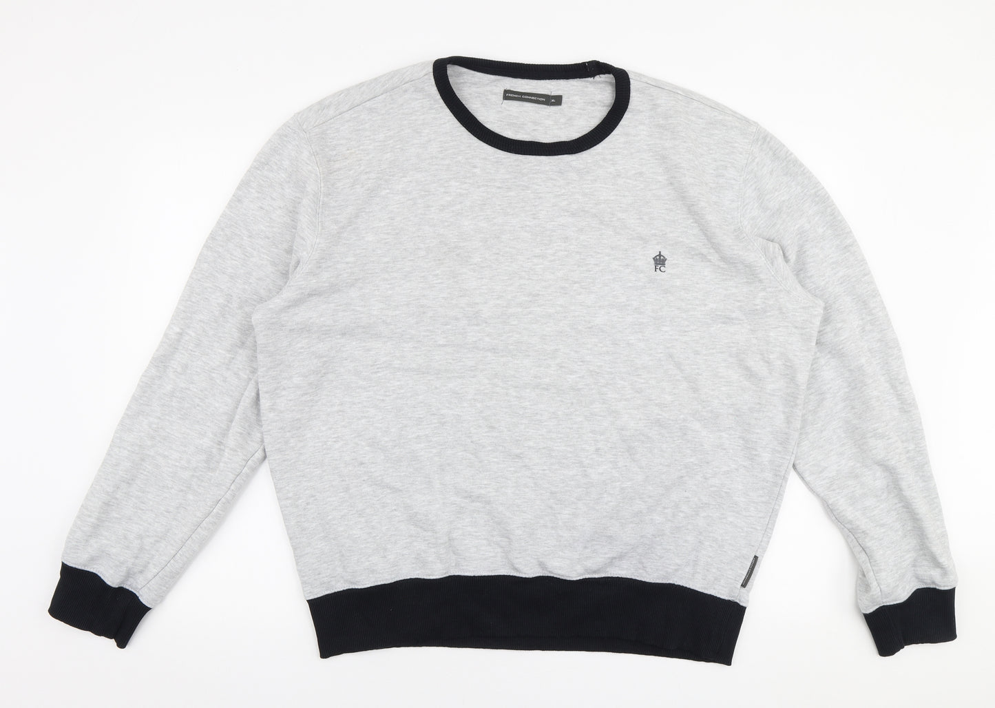 French Connection Mens Grey  Cotton Pullover Sweatshirt Size XL