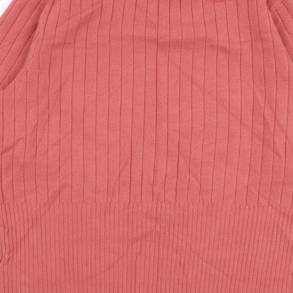 Marks and Spencer Womens Pink High Neck  Viscose Pullover Jumper Size 12
