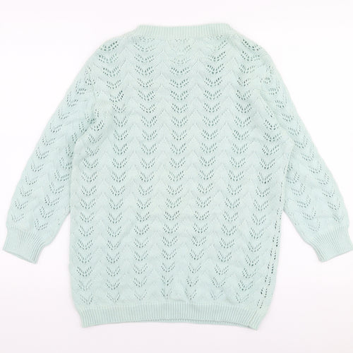 Mia Moda Womens Green Round Neck  Cotton Pullover Jumper Size S