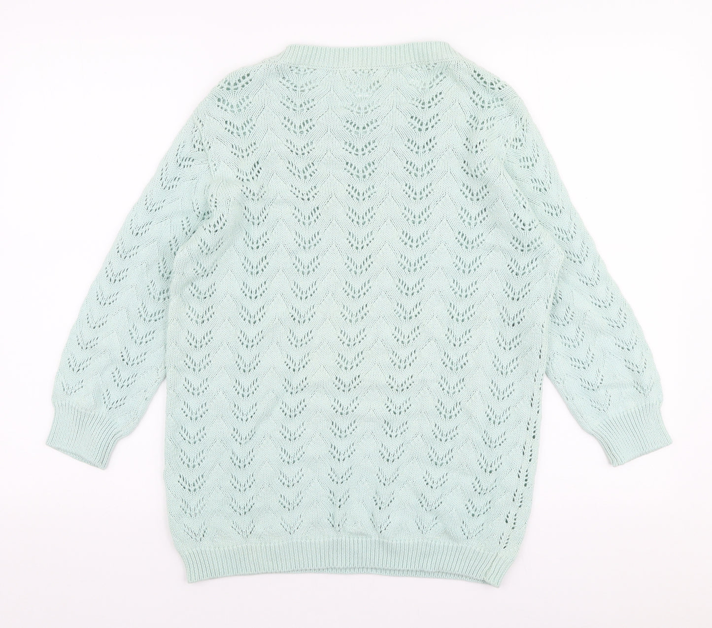 Mia Moda Womens Green Round Neck  Cotton Pullover Jumper Size S