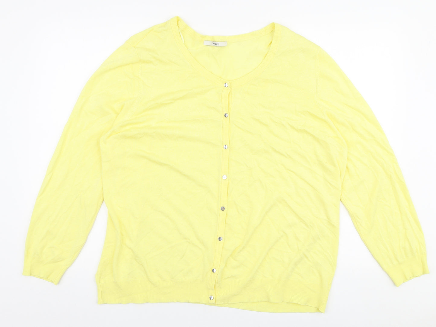 George Womens Yellow Round Neck  Viscose Cardigan Jumper Size 22