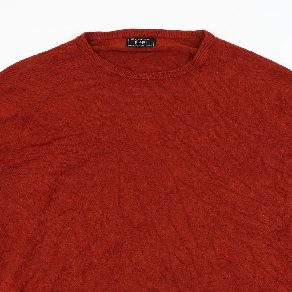 F&F Mens Red Round Neck  Acrylic Pullover Jumper Size 3XL