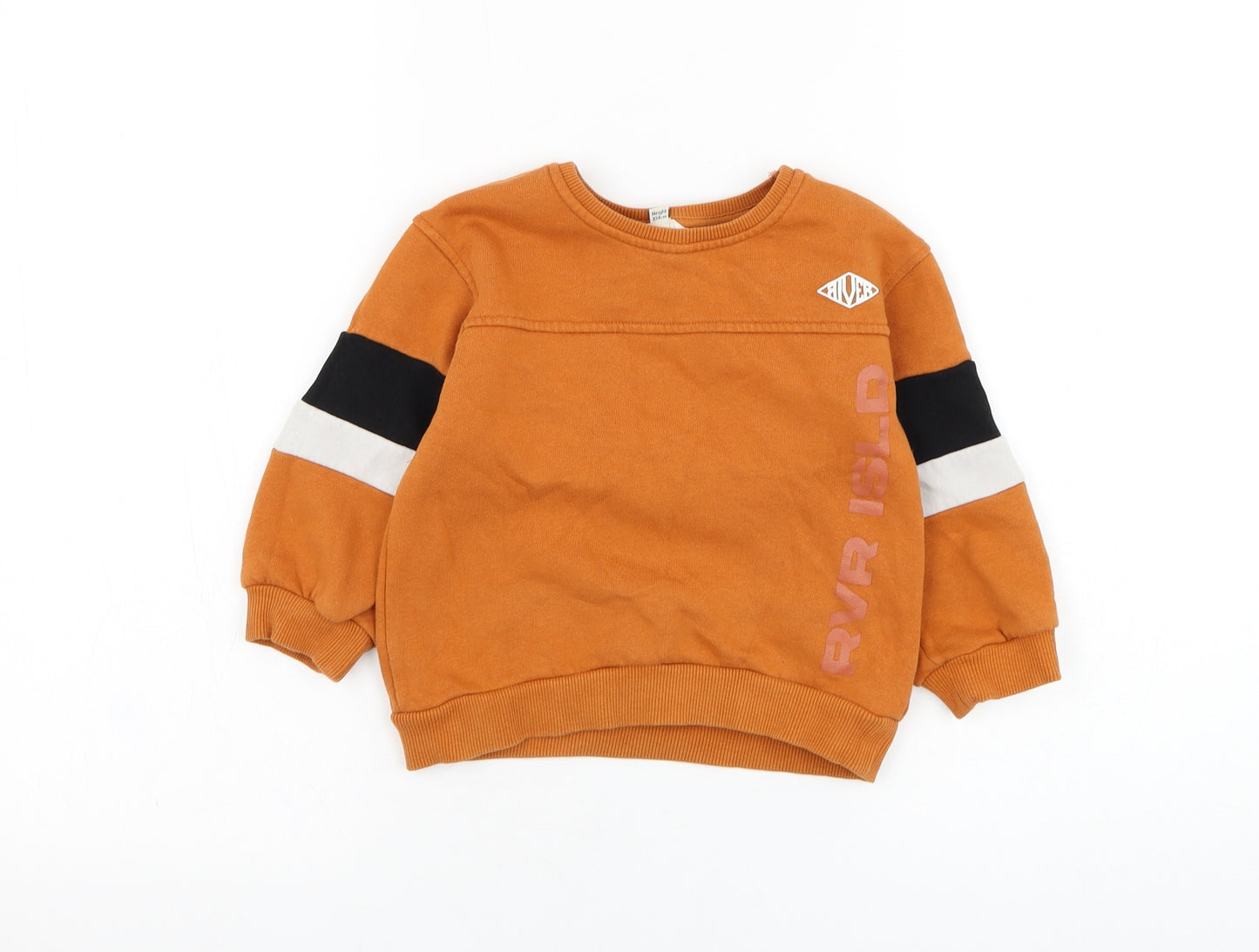 River Island Boys Orange  Cotton Pullover Sweatshirt Size 3-4 Years  Pullover