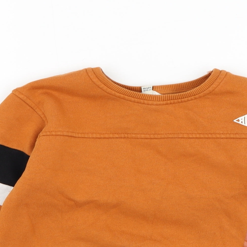 River Island Boys Orange  Cotton Pullover Sweatshirt Size 3-4 Years  Pullover
