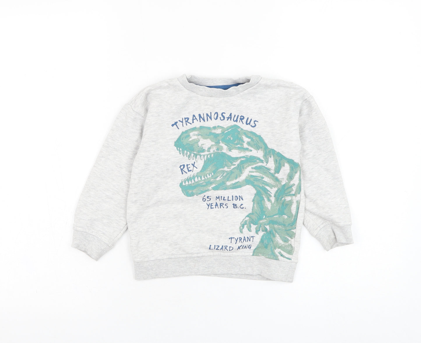 Nutmeg Boys Grey  Cotton Pullover Sweatshirt Size 3-4 Years  Pullover - Dinosaur