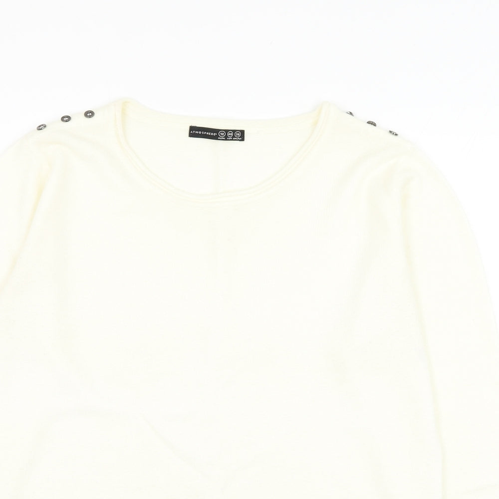 Atmosphere Womens White Round Neck  Acrylic Pullover Jumper Size 12