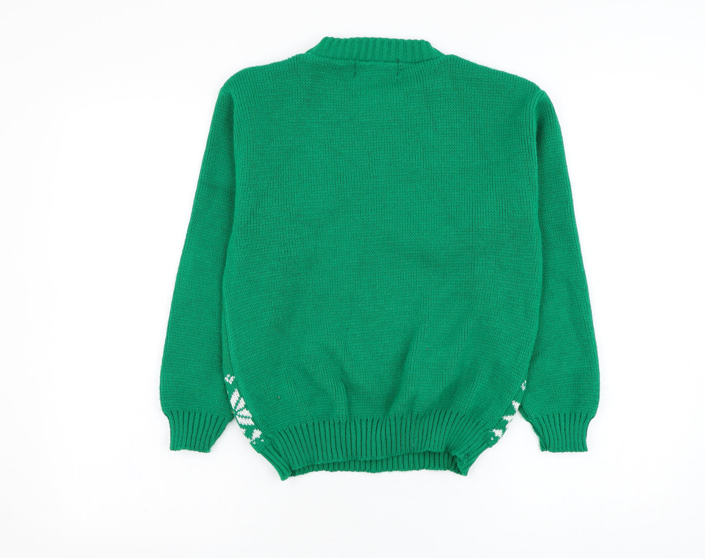 Carabou Boys Green Round Neck  Acrylic Pullover Jumper Size 9-10 Years  Pullover - Christmas, Reindeer