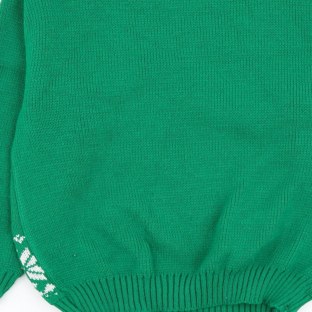 Carabou Boys Green Round Neck  Acrylic Pullover Jumper Size 9-10 Years  Pullover - Christmas, Reindeer