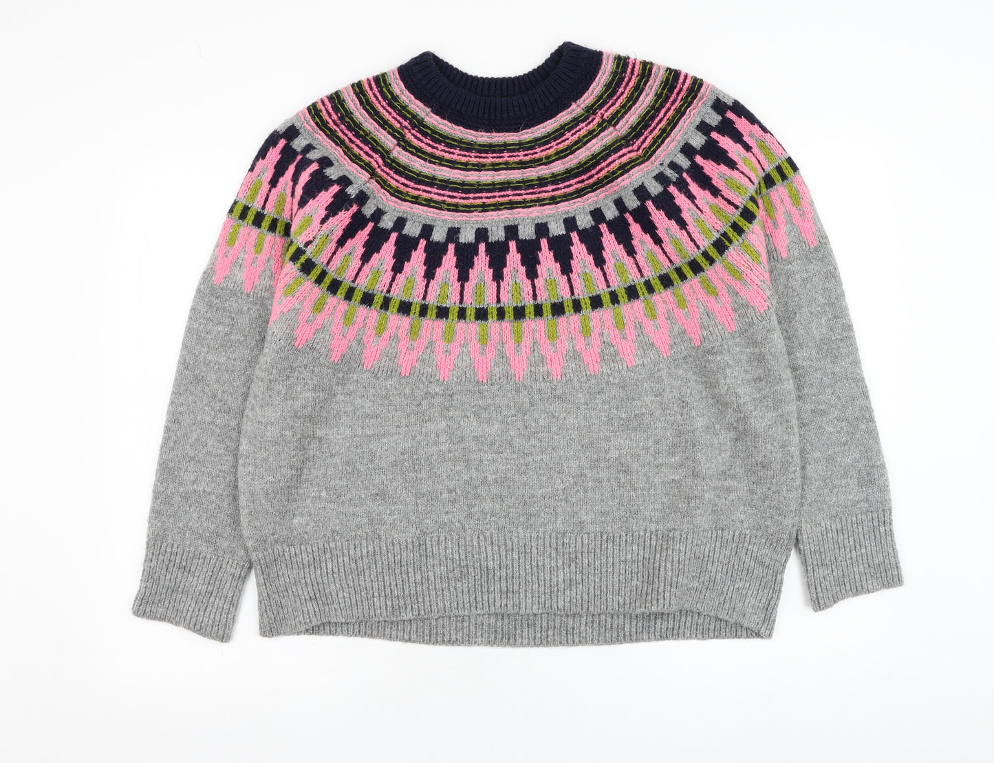 Papaya Womens Grey Round Neck  Acrylic Pullover Jumper Size L