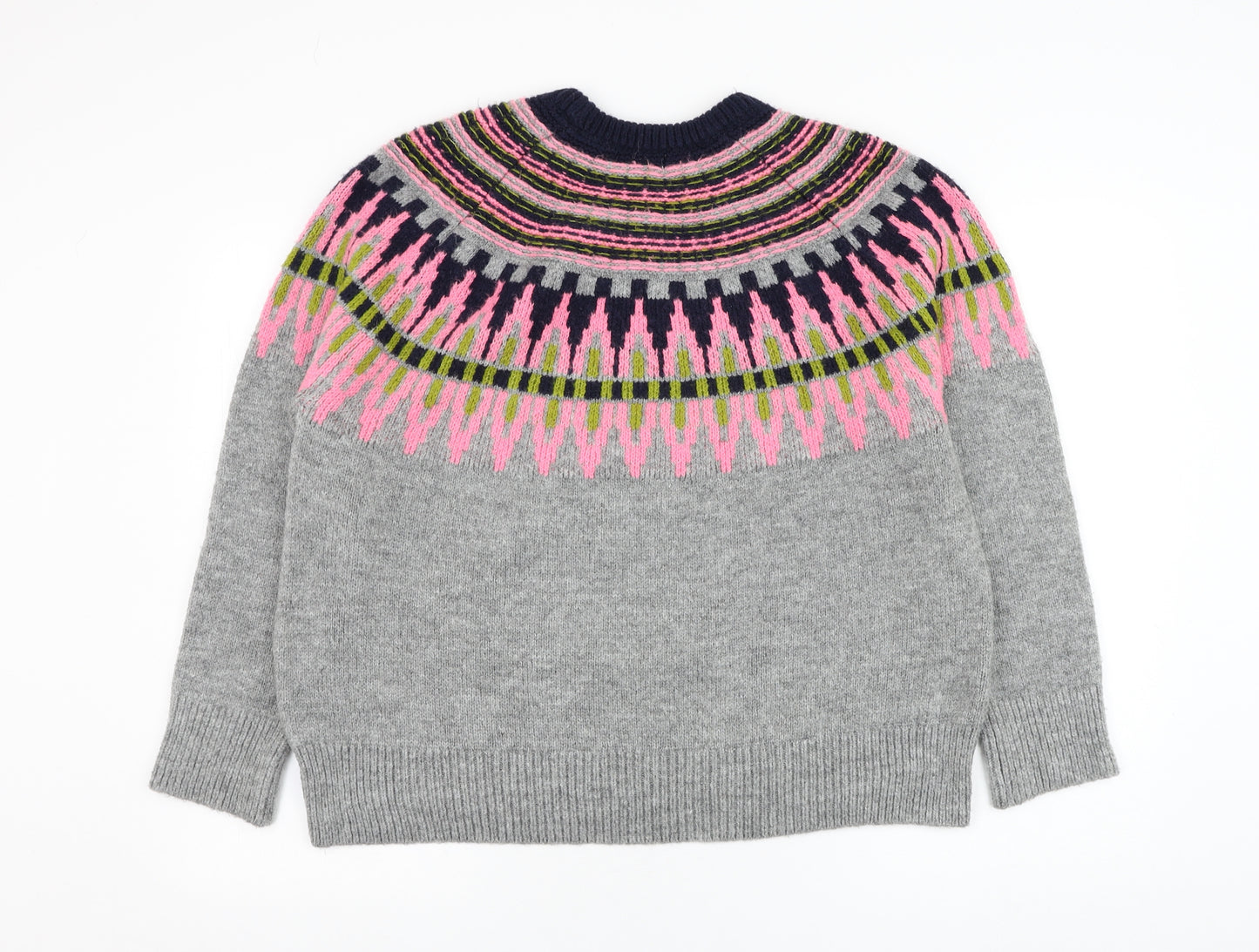 Papaya Womens Grey Round Neck  Acrylic Pullover Jumper Size L