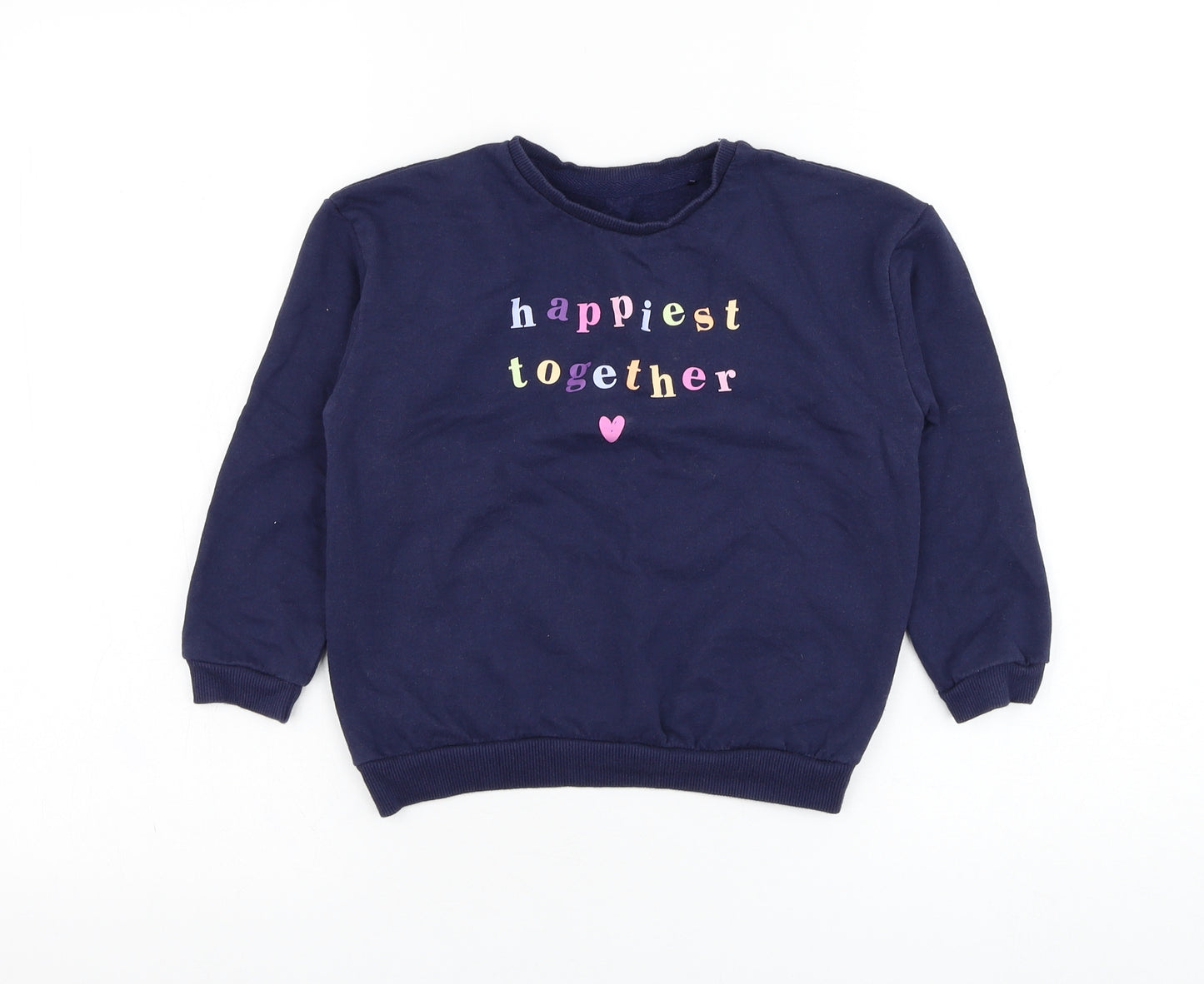George Girls Blue  Cotton Pullover Sweatshirt Size 6-7 Years  Pullover - Happiest together
