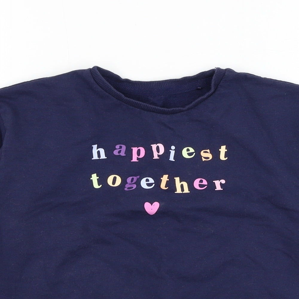 George Girls Blue  Cotton Pullover Sweatshirt Size 6-7 Years  Pullover - Happiest together