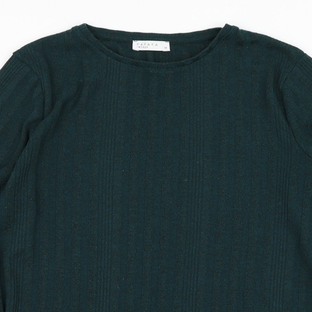 Papaya Womens Green Round Neck  Polyester Pullover Jumper Size 14