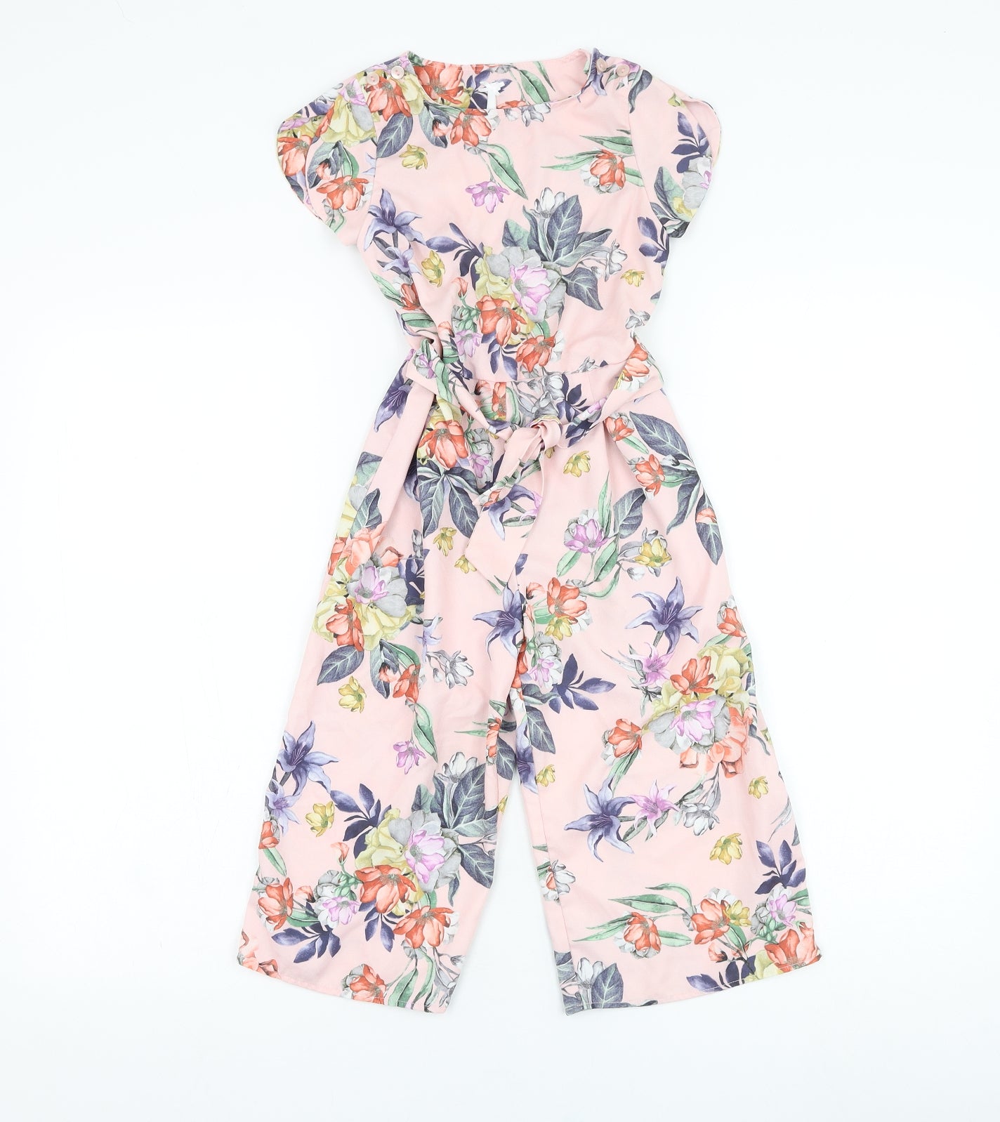 NEXT Girls Pink Floral Polyester Jumpsuit One-Piece Size 6 Years  Pullover