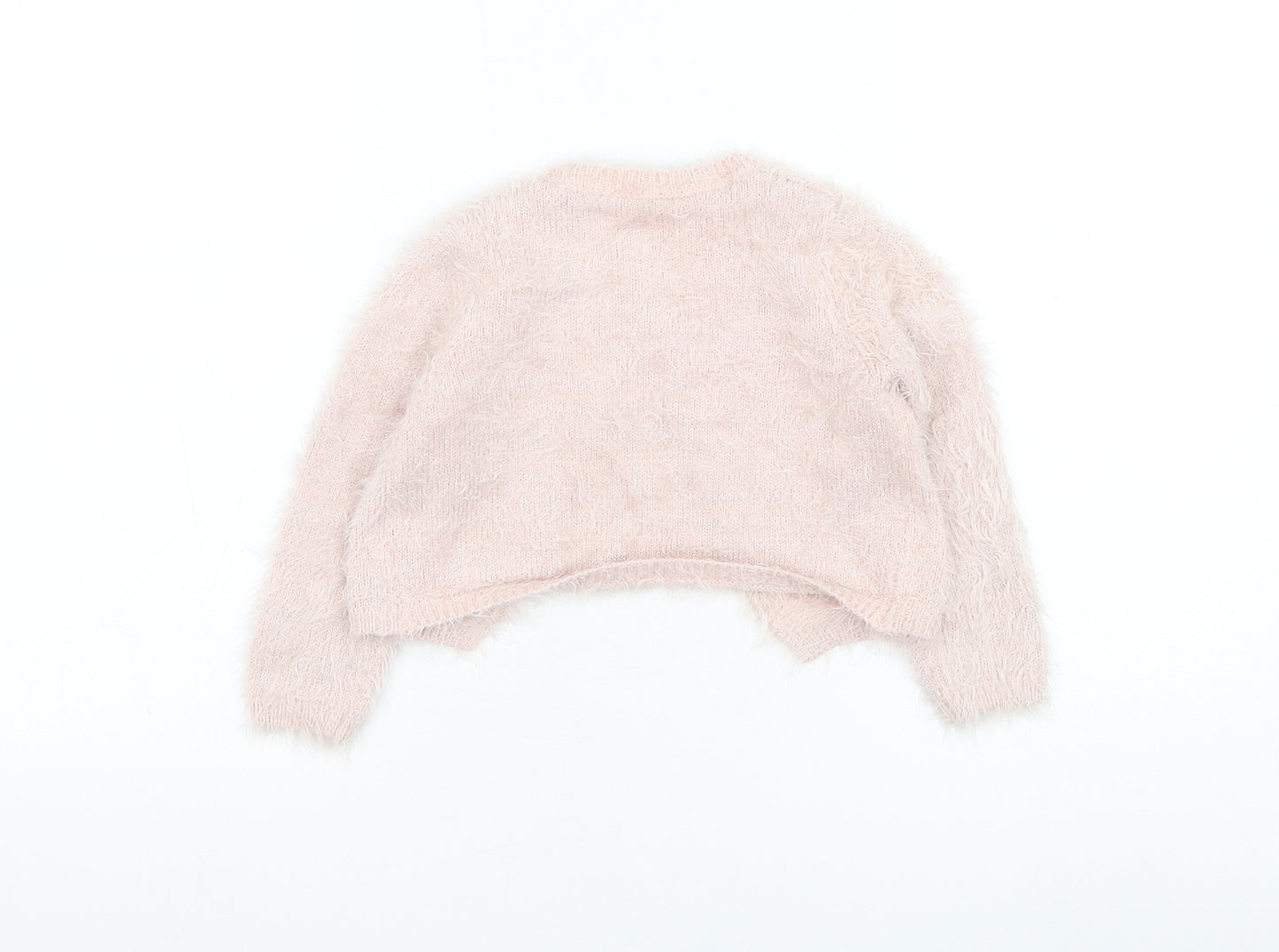 Matalan Girls Pink Round Neck  Polyamide Cardigan Jumper Size 3-4 Years  Button