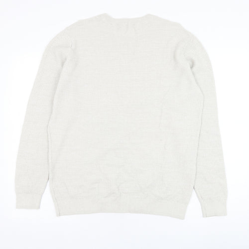 George Mens Ivory Round Neck  Cotton Pullover Jumper Size L