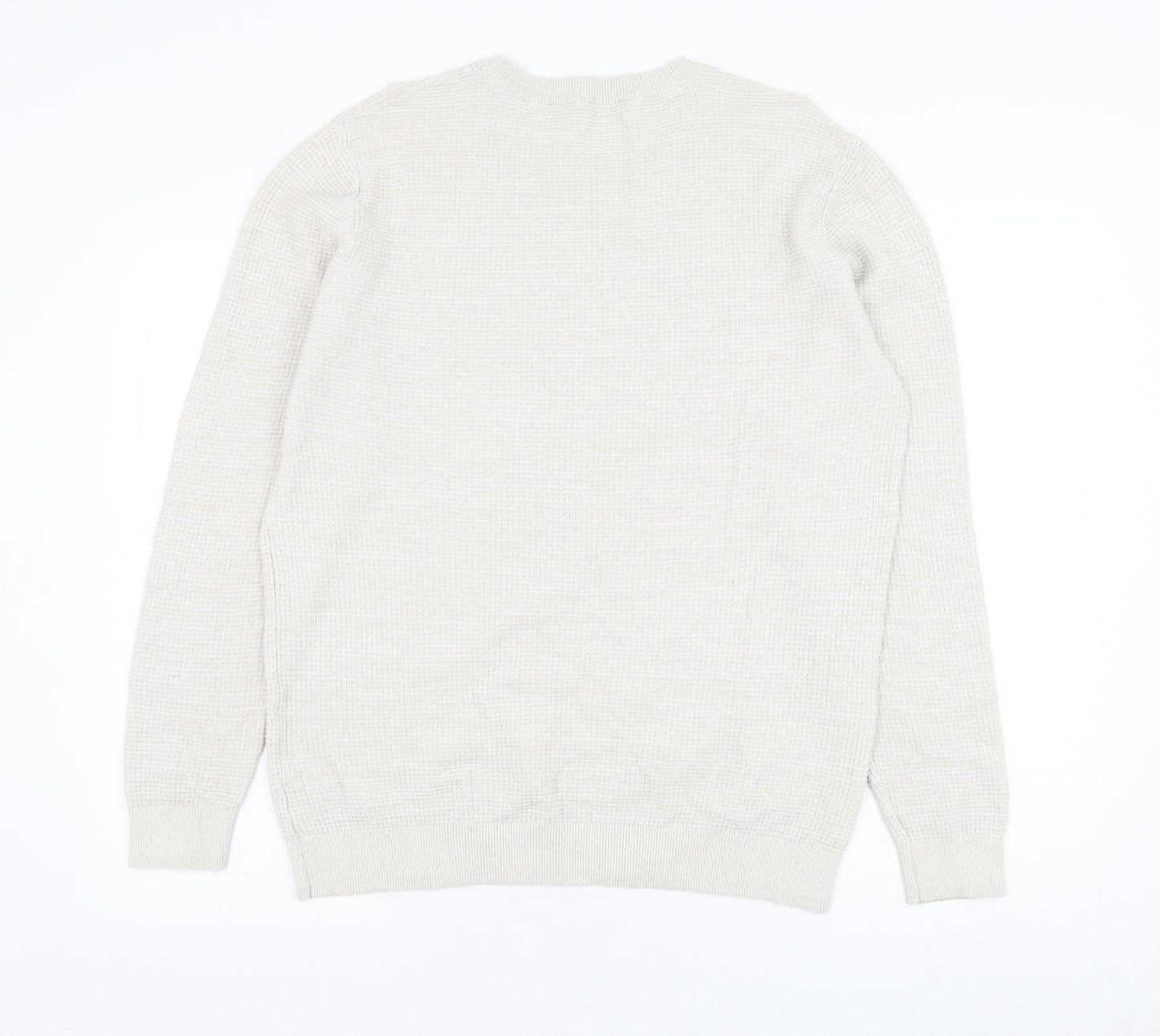 George Mens Ivory Round Neck  Cotton Pullover Jumper Size L