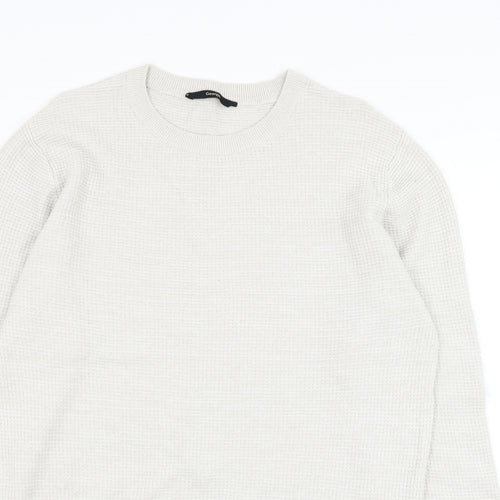 George Mens Ivory Round Neck  Cotton Pullover Jumper Size L