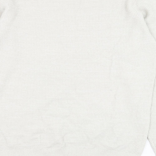 George Mens Ivory Round Neck  Cotton Pullover Jumper Size L