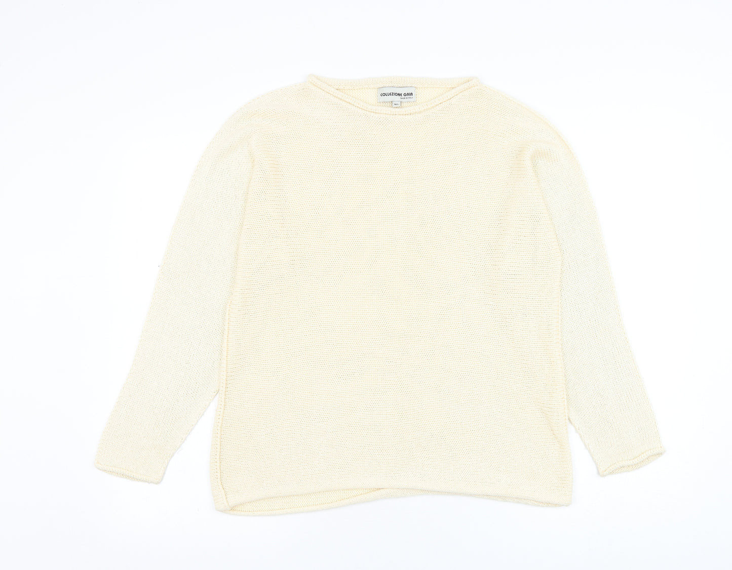 COLLEZIONE GRIA Womens Ivory Round Neck  Acrylic Pullover Jumper Size M