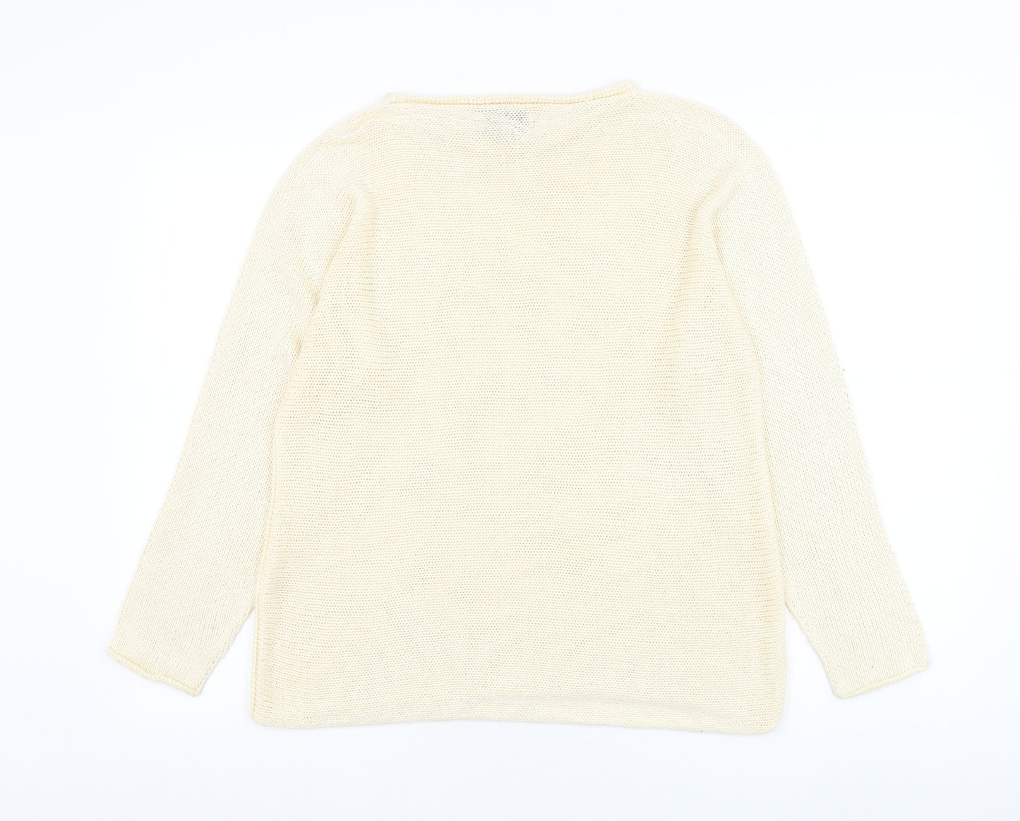 COLLEZIONE GRIA Womens Ivory Round Neck  Acrylic Pullover Jumper Size M