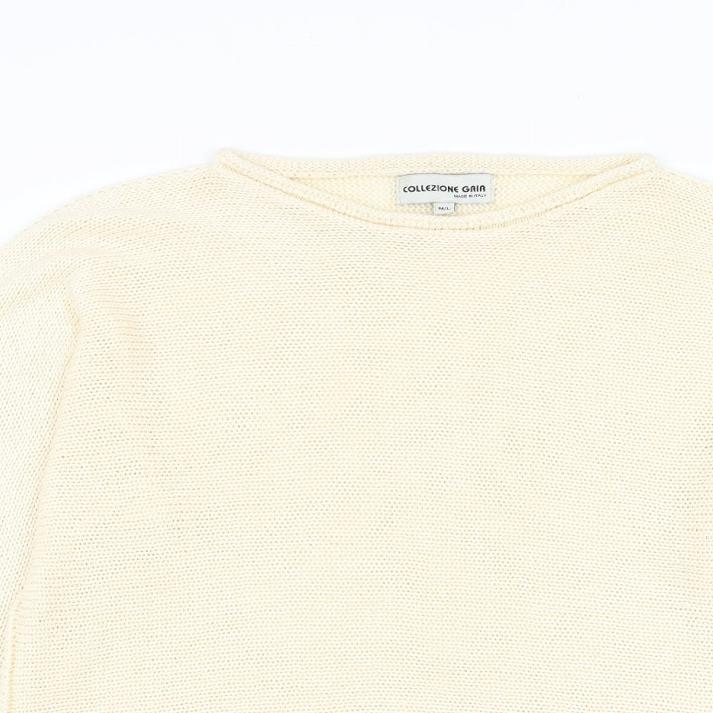 COLLEZIONE GRIA Womens Ivory Round Neck  Acrylic Pullover Jumper Size M