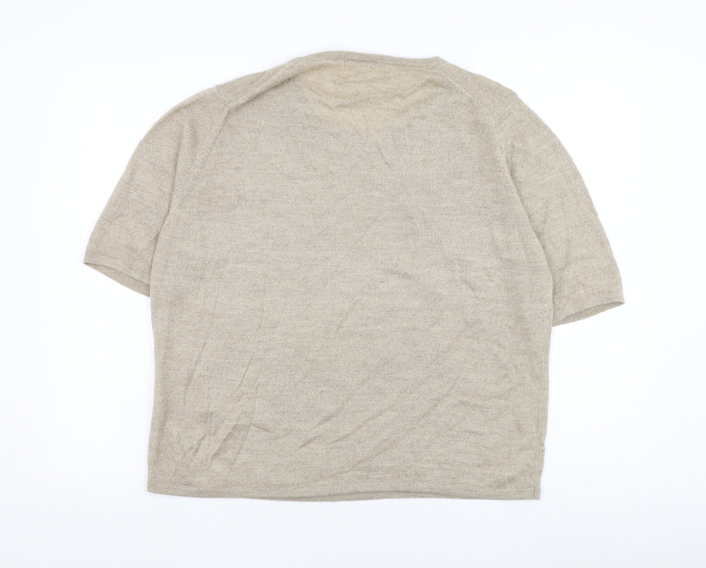 Marks and Spencer Womens Beige Round Neck  Wool Pullover Jumper Size 18