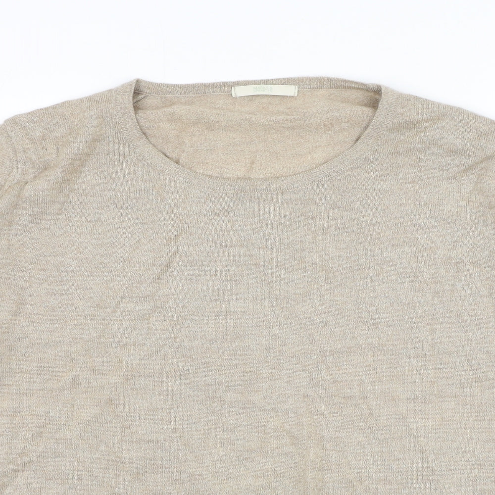 Marks and Spencer Womens Beige Round Neck  Wool Pullover Jumper Size 18