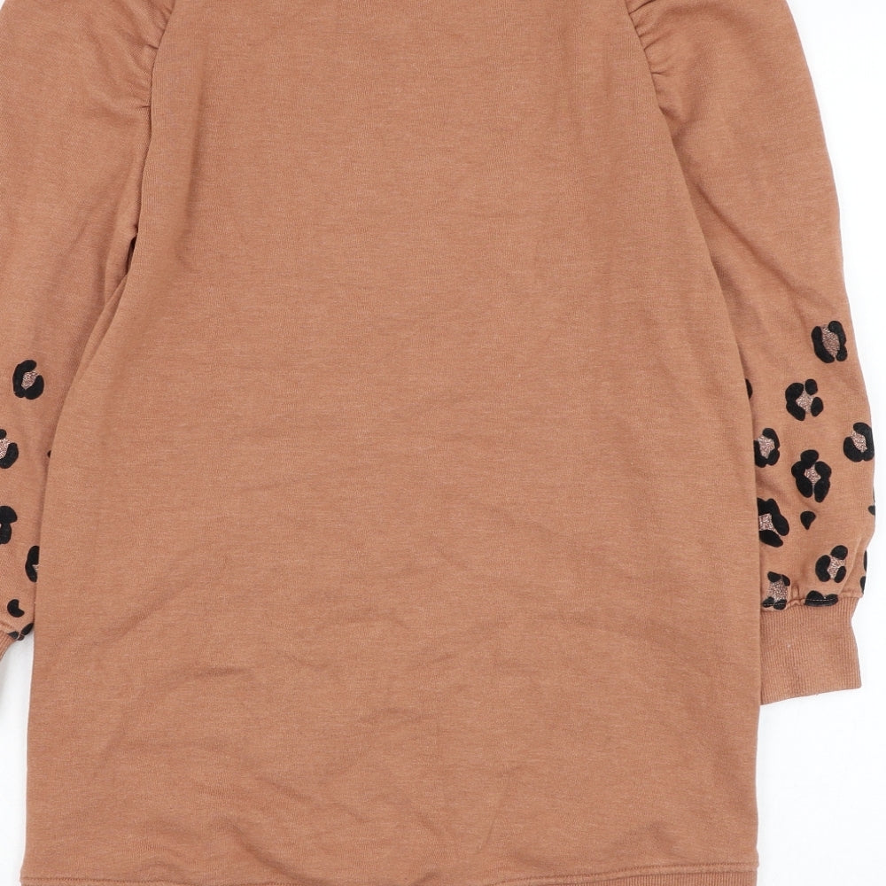NEXT Girls Brown Animal Print Cotton Pullover Sweatshirt Size 11 Years  Pullover