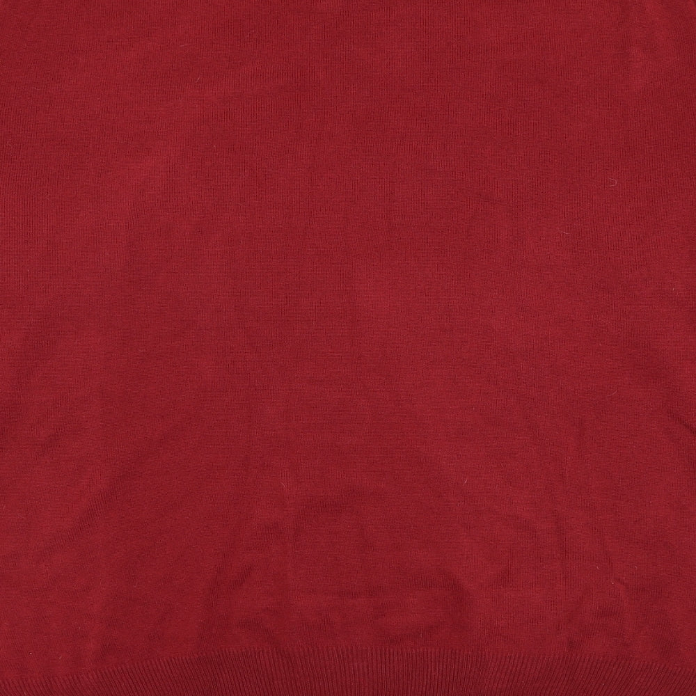 EWM Mens Red V-Neck  Acrylic Pullover Jumper Size 2XL